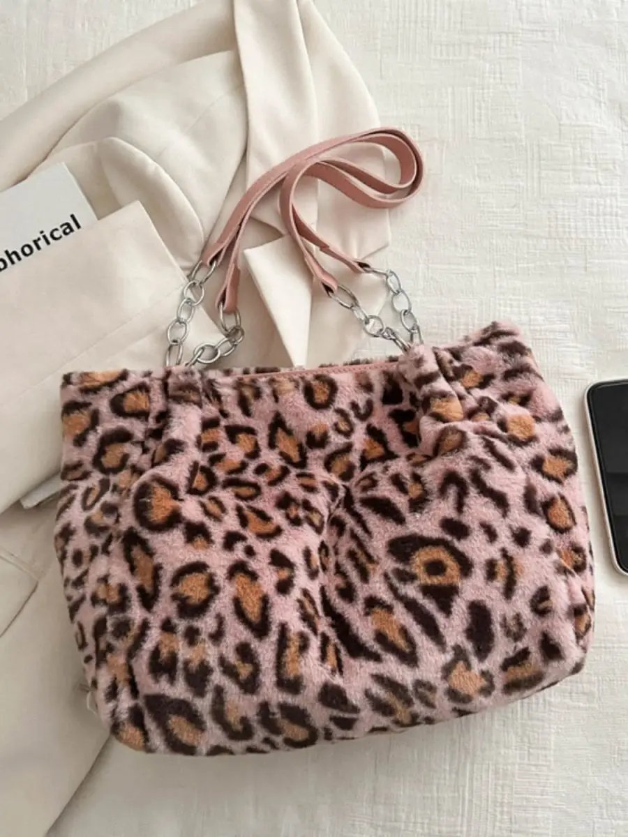 Faux Fur Leopard Shoulder Bag - Love Salve
